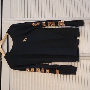 Victoria’s Secret PINK Gold Sequins Open Back Campus Tee, Size Large